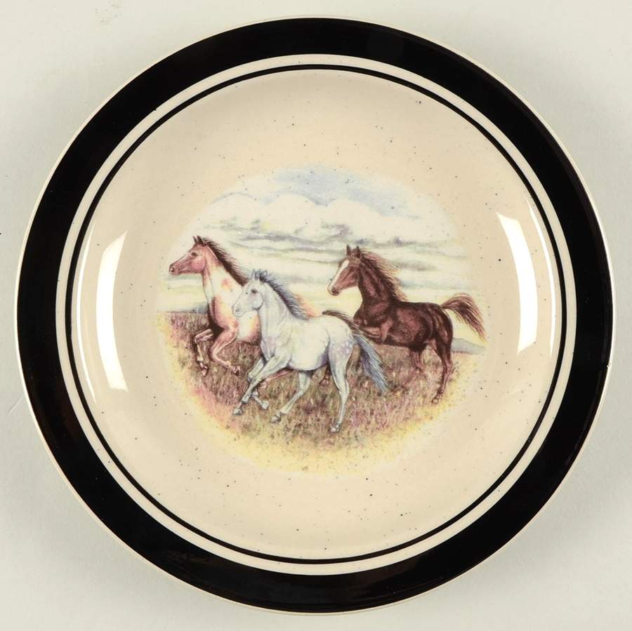 Running Horses Salad Plate by Folkcraft-1