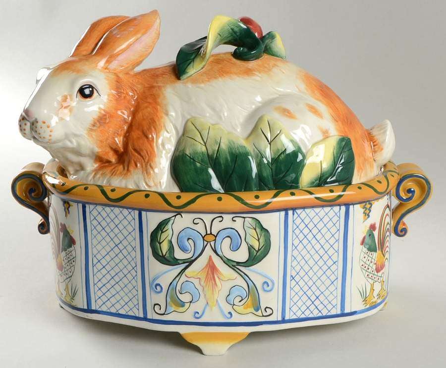Ricamo Accessories Figural Tureen & Lid by Fitz and Floyd-1
