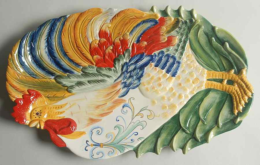 Ricamo Accessories 16" Sculpted Oval Serving Platter by Fitz and Floyd-1