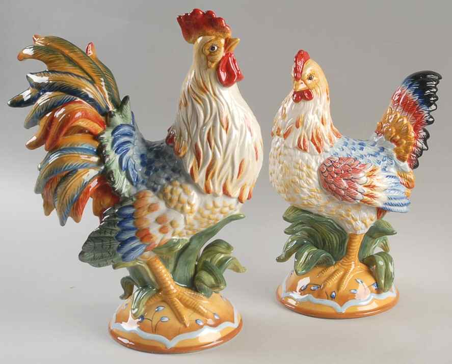 Figurines & Centerpieces Hen & Rooster Figurine Box Set by Fitz and Floyd-1