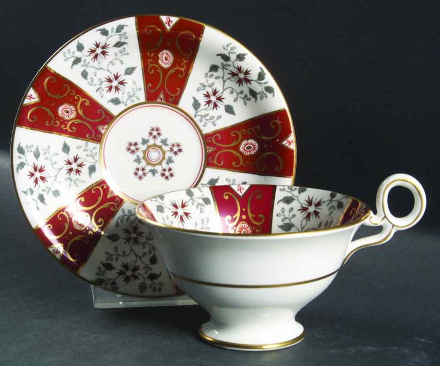 Nabob Maroon Footed Cup & Saucer Set by Fenton-1