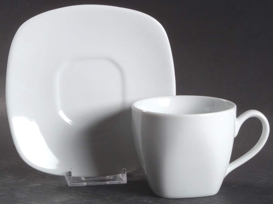 Gourmet White Flat Cup & Saucer Set by Fitz and Floyd-1