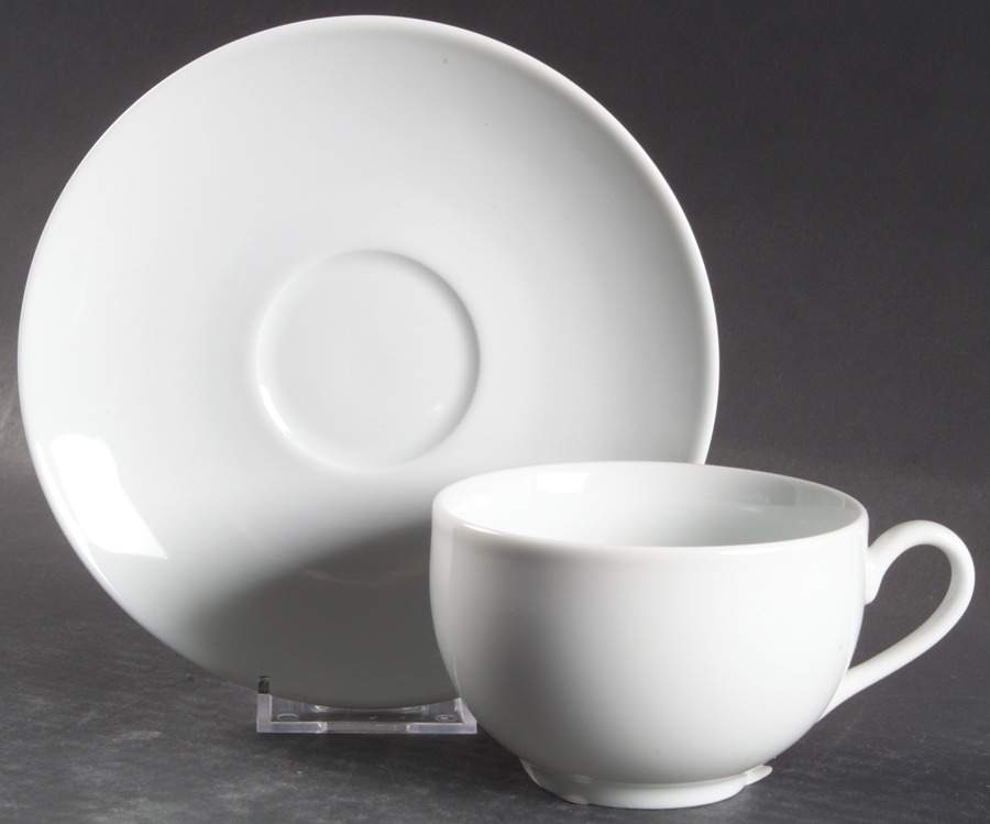 Gourmet White Flat Cup & Saucer Set by Fitz and Floyd-1