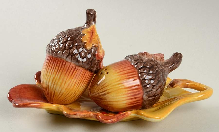 Harvest Figural Salt and Pepper Tray Set by Fitz and Floyd-1