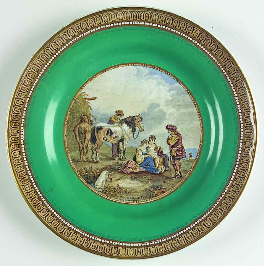 123 Green Bread & Butter Plate by F & R Pratt-1