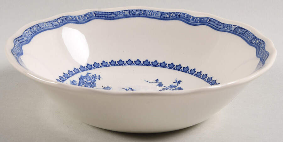 Quail Blue (Black Ship Backstamp) Coupe Cereal Bowl by Furnivals-1