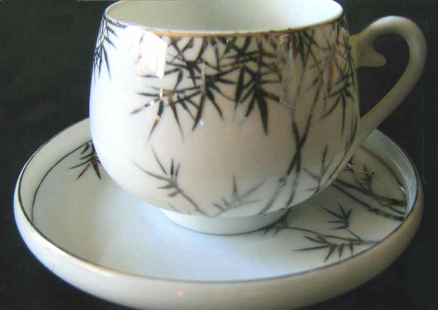 FUY12 Footed Demitasse Cup & Saucer Set by Fujiyama (Japan)-1