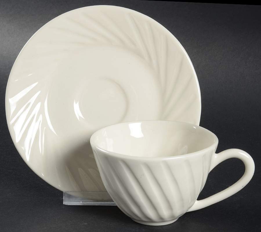 Pearl White Flat Cup & Saucer Set by Frances Palmer-1