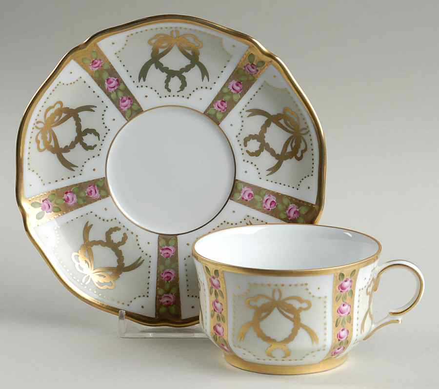 Gold, Enamel & Jeweled Flat Cup & Saucer Set by Faberge-1