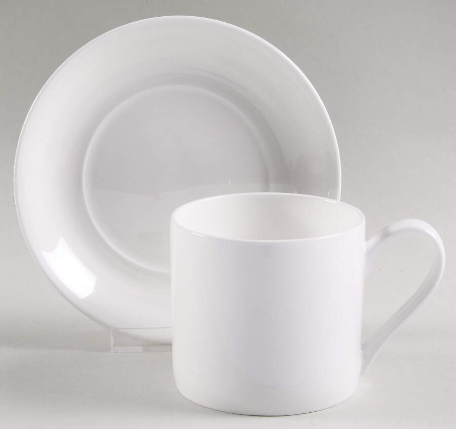Nevaeh White (Bone) Flat Cup & Saucer Set by Fitz and Floyd-1