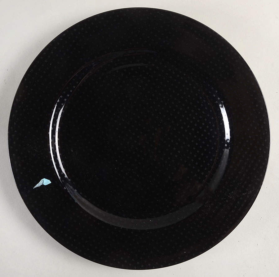 Foulard Noir (Gray Diamonds on Black) Dinner Plate by Fitz and Floyd-1
