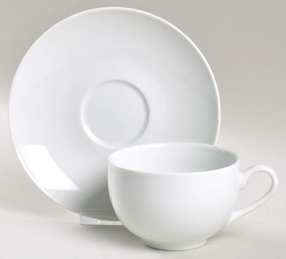 Everyday White (Porcelian) Flat Cup & Saucer Set by Fitz and Floyd-1