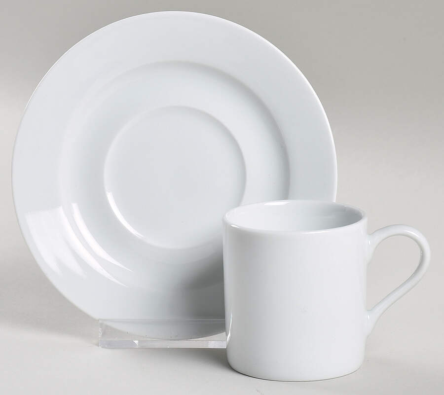 Everyday White (Porcelian) Flat Demitasse Cup & Saucer Set by Fitz and Floyd-1