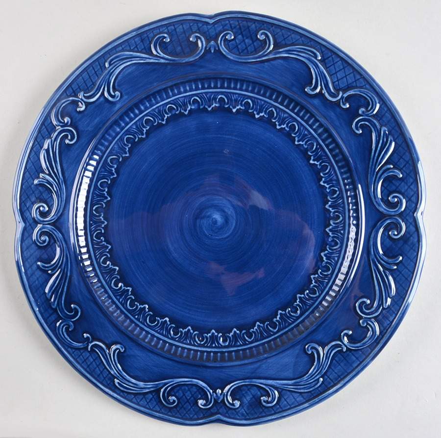 Ricamo Blue 12" Chop Plate (Round Platter) by Fitz and Floyd-1
