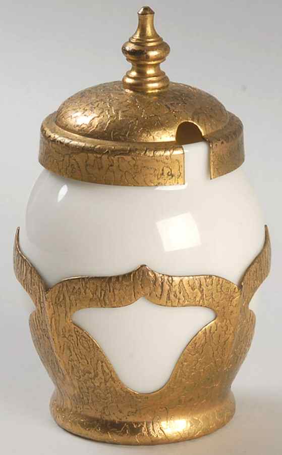 FBT2 Marmalade w/Mosaic Gold Holder & Lid by Farber Bros. China-1