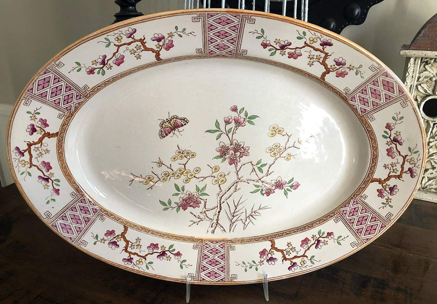 Madras Brown Multicolor 15" Oval Serving Platter by Furnivals-1