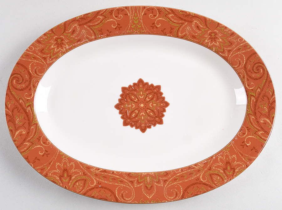 Autumn Paisley 14" Oval Serving Platter by Fieldcrest (Trademark)-1