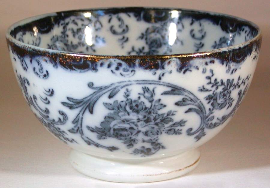 Rosenguirlande (Blue) Cranberry Bowl by FA Mehlem-1