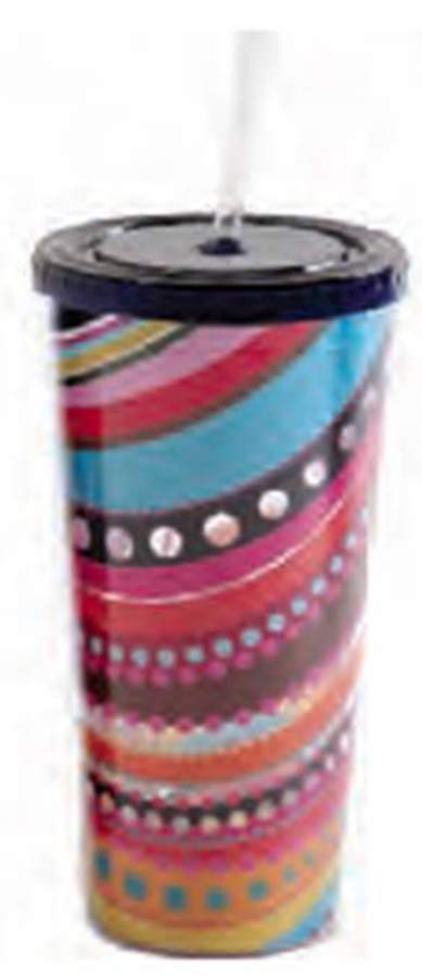 Sunshine Stripes Mosaic Travel Tumbler & Silicone/Plastic Lid by French Bull-1