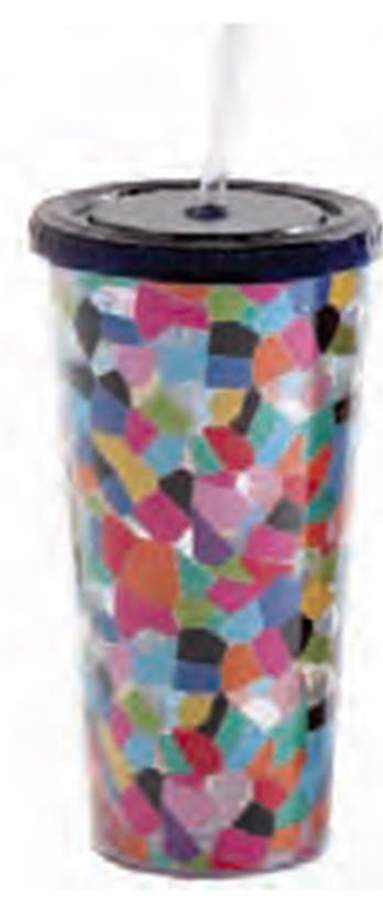 Sunshine Stripes Mosaic Travel Tumbler & Silicone/Plastic Lid by French Bull-1