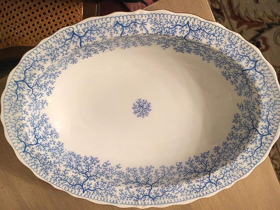 Park Lane Blue (Scalloped) 10" Oval Vegetable Bowl by Furstenberg-1