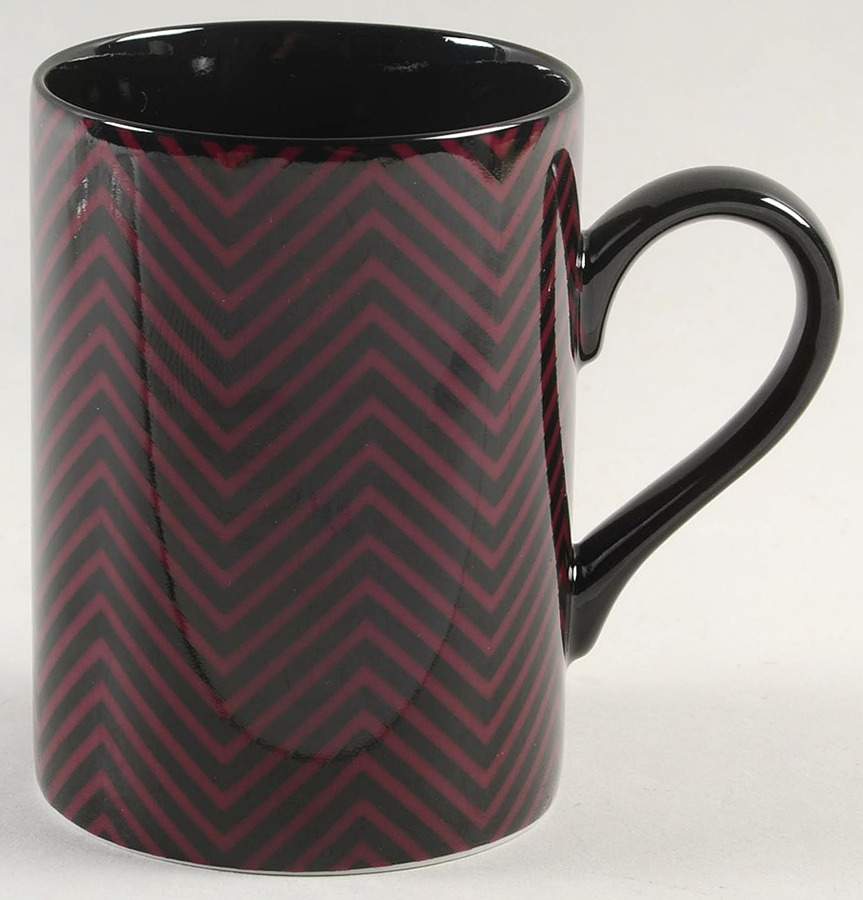 Herringbone (Black on Red) Mug by Fitz and Floyd-1