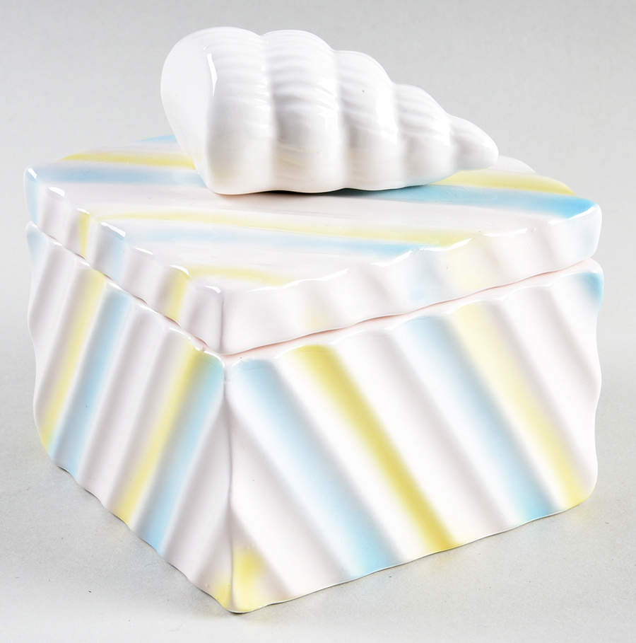 Rainbow Shell Square Box with Lid by Fitz and Floyd-1