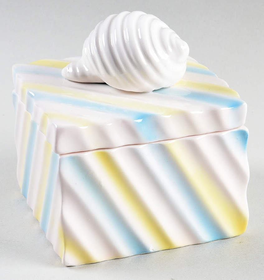 Rainbow Shell Square Box with Lid by Fitz and Floyd-1