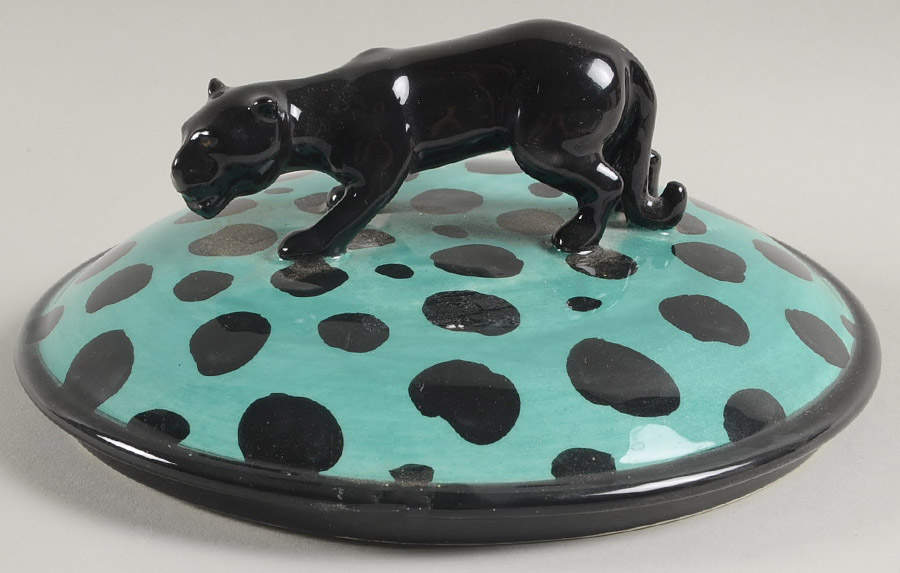 Leopard Lid for 7" Round Box by Fitz and Floyd-1