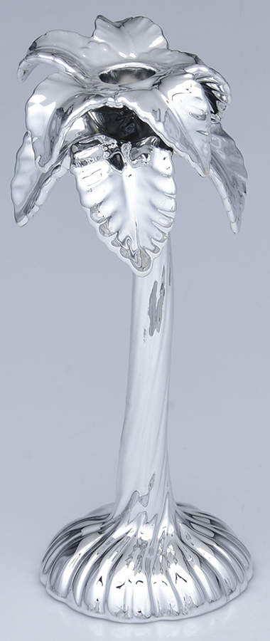 Faux Silver 9" Tall Candlestick by Fitz and Floyd-1