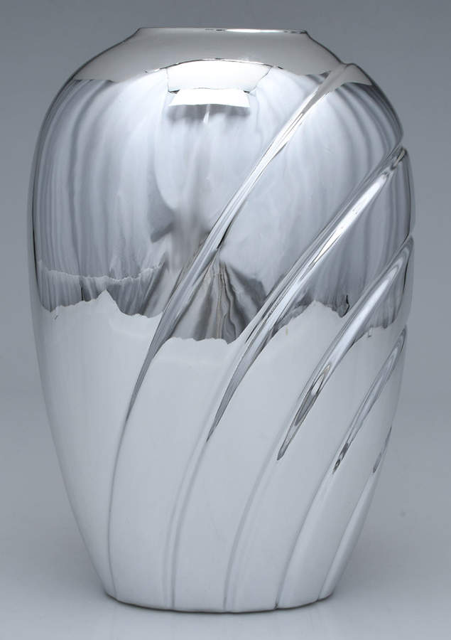 Faux Silver 10" Vase by Fitz and Floyd-1