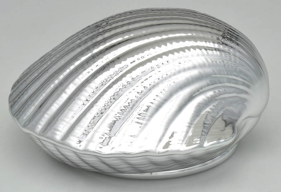 Faux Silver Shell Shaped Box W/Lid by Fitz and Floyd-1