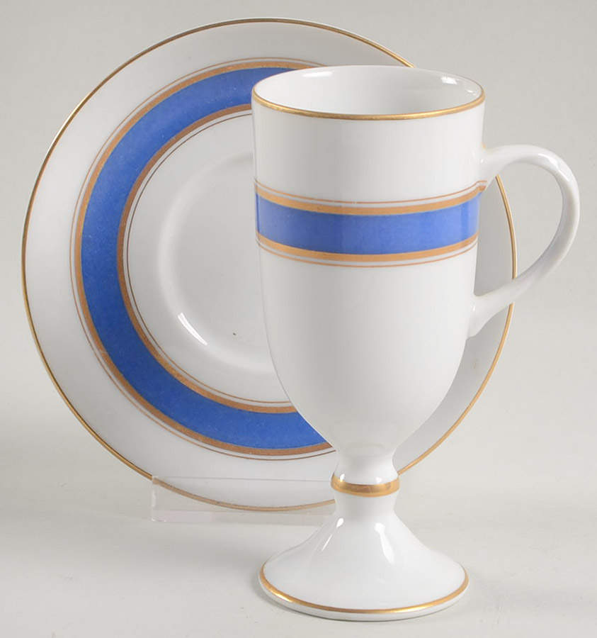 Blue Color Band Irish Coffee Cup and Saucer Set by Fitz and Floyd-1