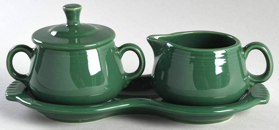 Fiesta Jade (Intro 2023) Creamer & Sugar with Lid & Tray Set by Fiesta Tableware Company-1
