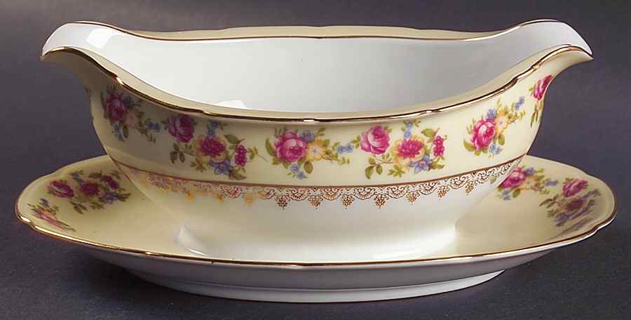 Hostess Gravy Boat with Attached Underplate by Gold Castle-1