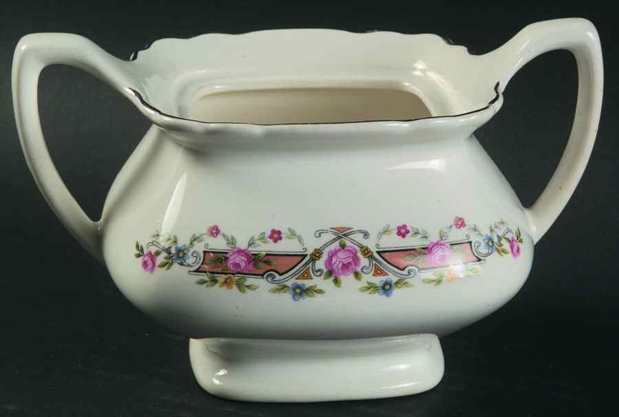 Flower Rim Sugar Bowl No Lid by WS George-1