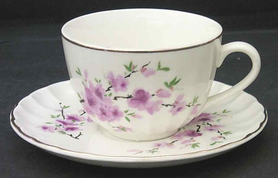Peach Blossom (Bolero) Flat Cup & Saucer Set by WS George-1