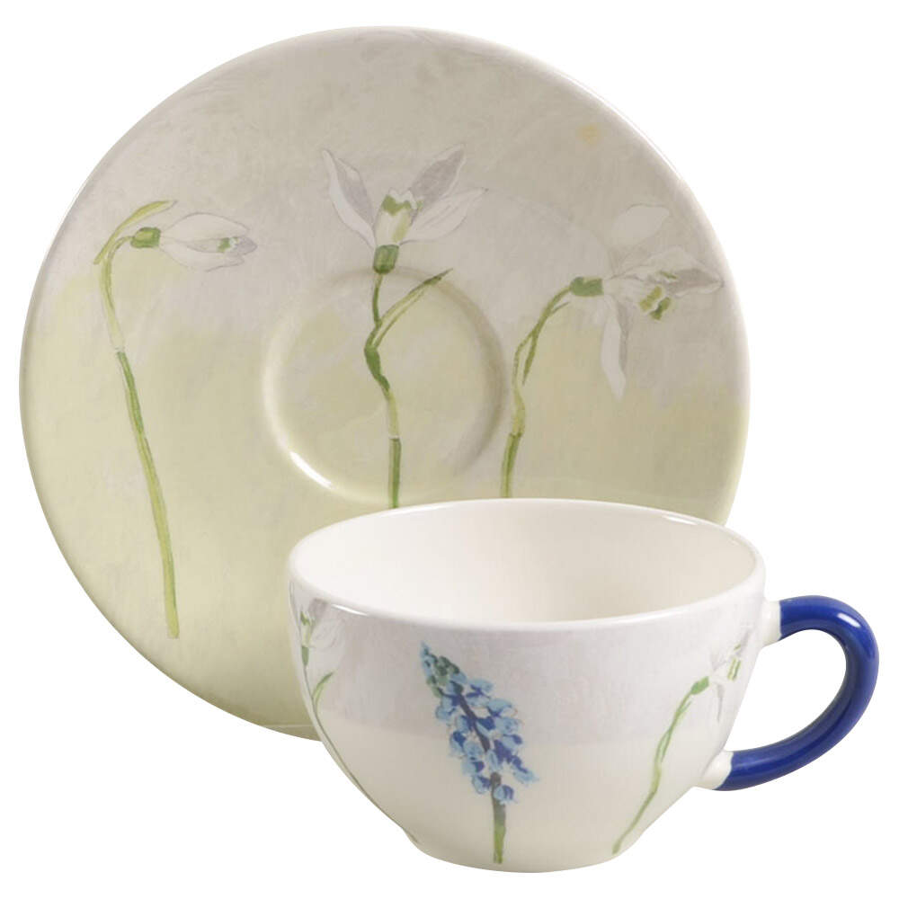 Alice Flat Cup & Saucer Set by Faiencerie De Gien-1