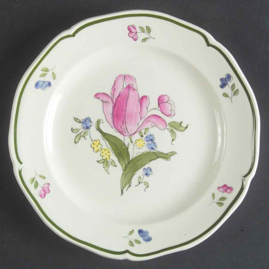 Lorraine Rose Green Bread & Butter Plate by Faiencerie De Gien-1