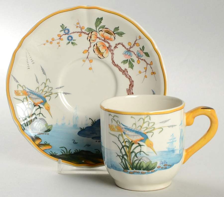 Magellan Flat Cup & Saucer Set by Faiencerie De Gien-1