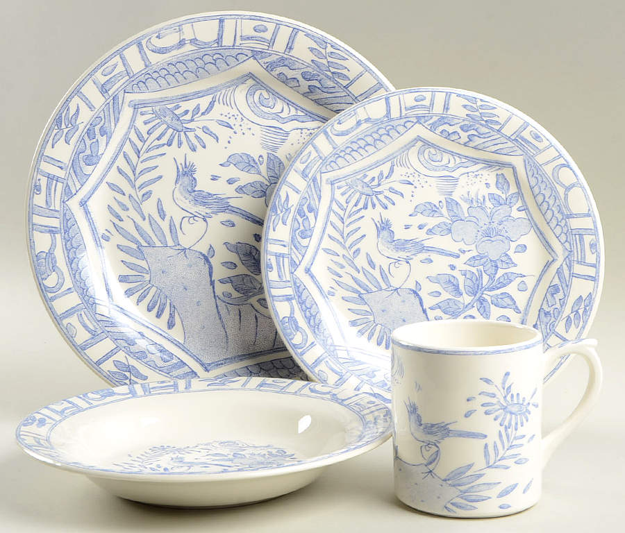 Oiseau Bleu 32 Piece Estate Set by Faiencerie De Gien-1