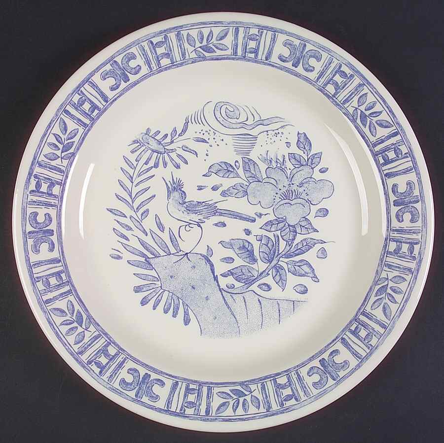 Oiseau Bleu 12" Chop Plate (Round Platter) by Faiencerie De Gien-1
