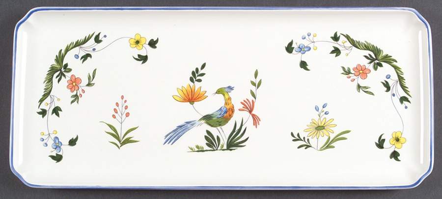 Oiseaux de Paradis Large Sandwich Tray by Faiencerie De Gien-1
