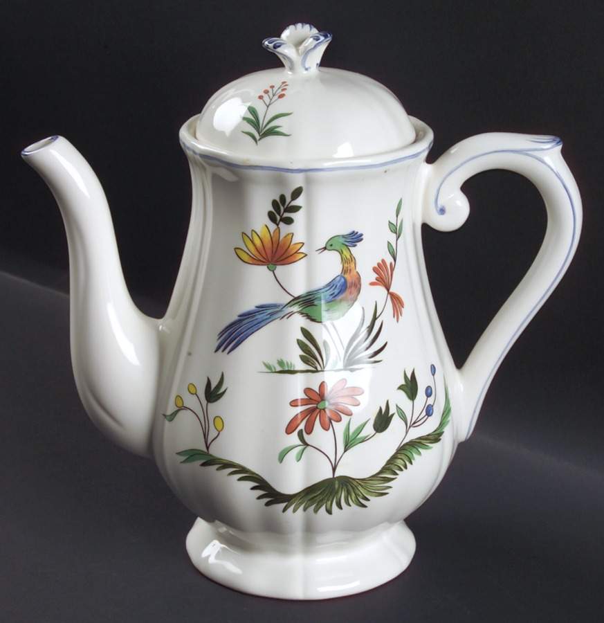 Oiseaux de Paradis Coffee Pot & Lid by Faiencerie De Gien-1