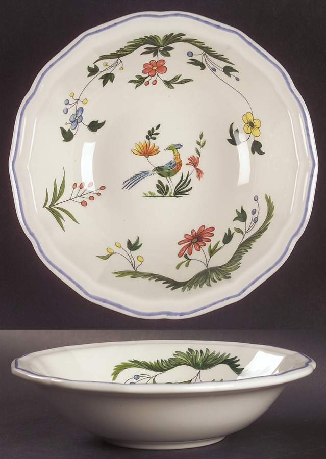 Oiseaux de Paradis Rim Cereal Bowl by Faiencerie De Gien-1