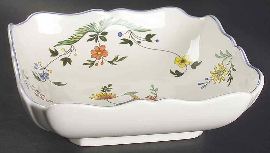 Oiseaux de Paradis 9" Square Salad Serving Bowl by Faiencerie De Gien-1