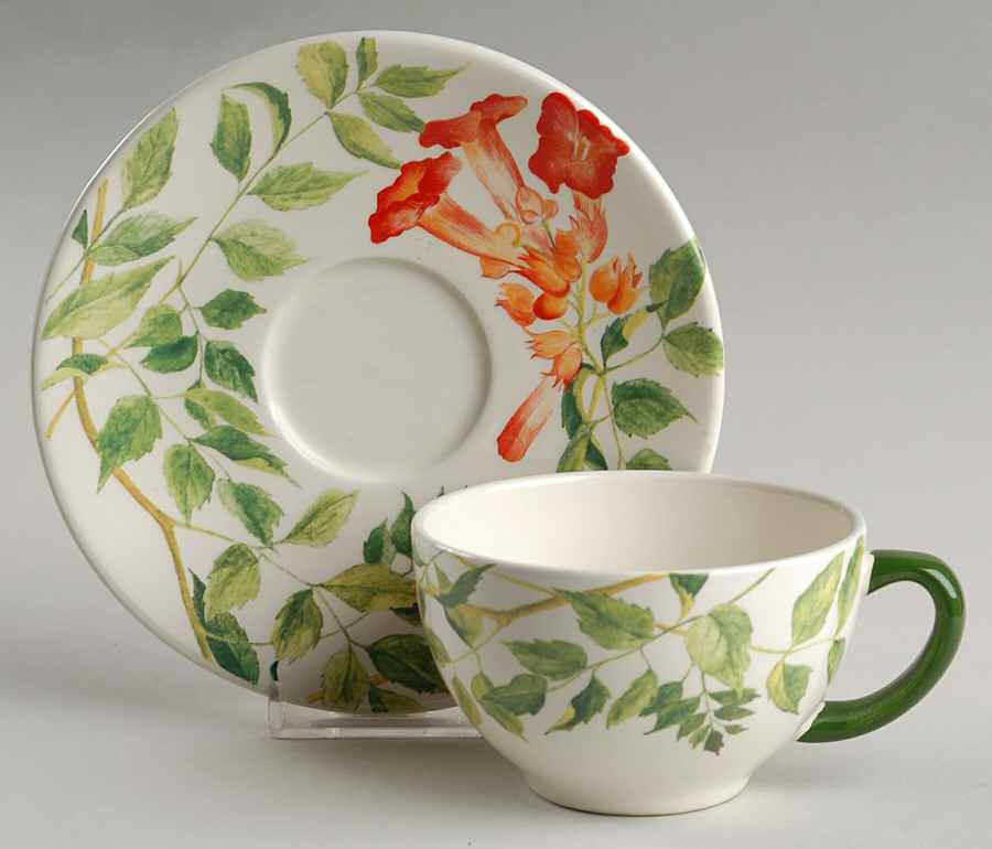 Ramades Flat Cup & Saucer Set by Faiencerie De Gien-1