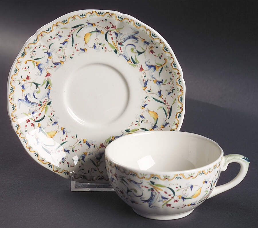 Toscana Flat Cup & Saucer Set by Faiencerie De Gien-1