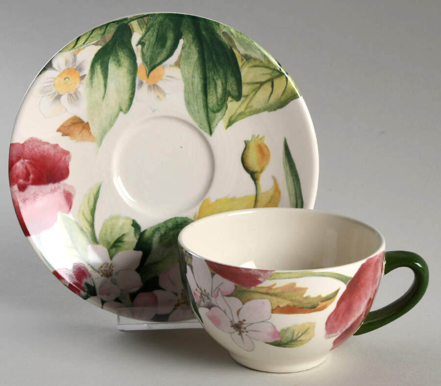 Volupte Flat Cup & Saucer Set by Faiencerie De Gien-1