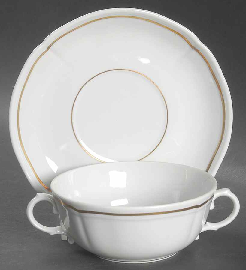 GIN42 Flat Cream Soup Bowl & Saucer Set by Ginori 1735-1